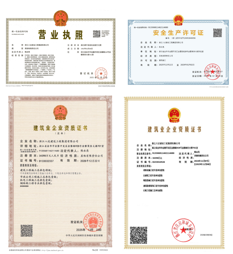 八达建工资质证书